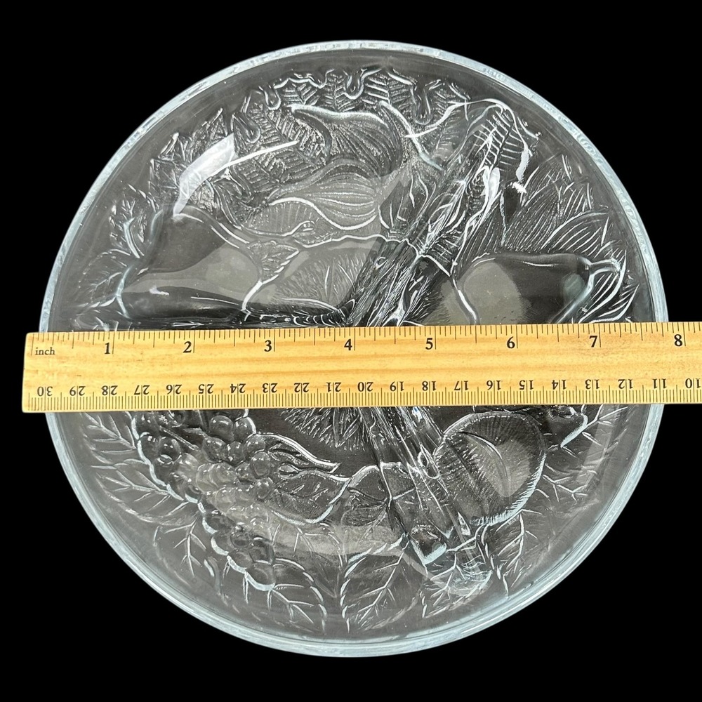 Vintage KIG Indonesia Clear Glass 3 Section Relish Dish Fruit Design 7.75 In - Picture 6 of 8